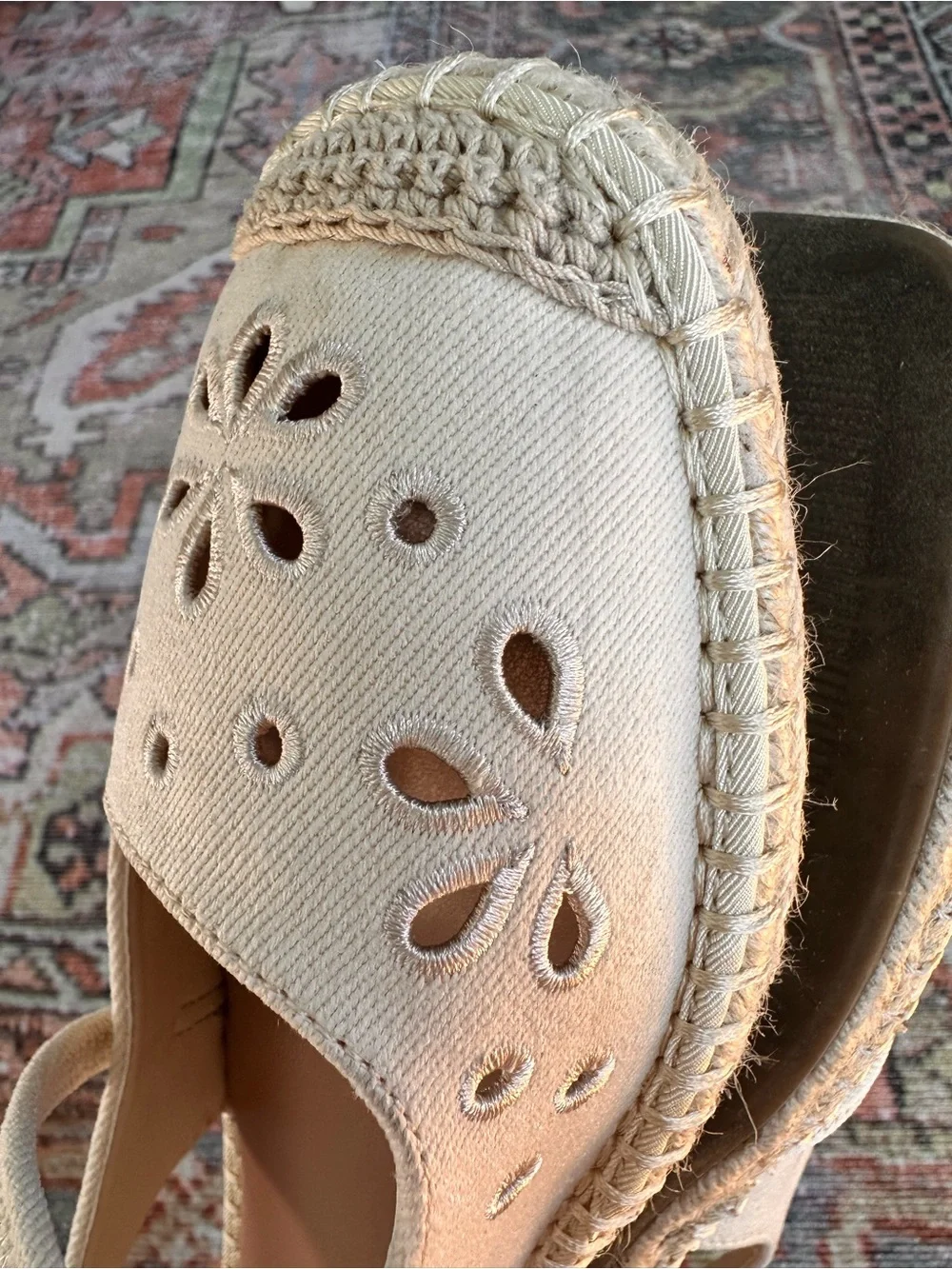 Time and Tru Cream Slingback Espadrille Flats Size 9
